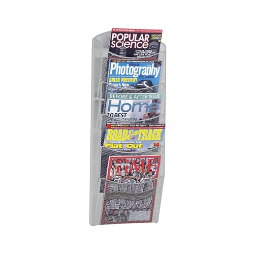 Safco Onyx™ Mesh Wall Mount 5-Pocket Magazine Rack, 5578SL